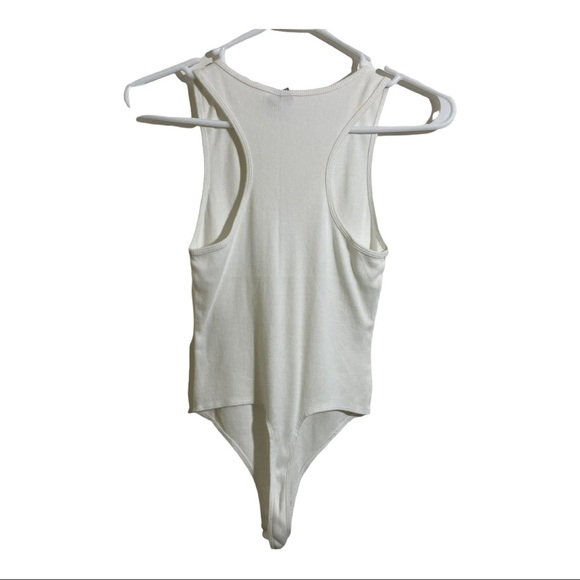 ASOS V-Neck ribbed bodysuit. White racerback size 2 stretches. - Picture 5 of 7